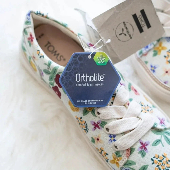 NWT Tom's Alex Sneakers Women's Sz 6.5 Floral Organic Cotton Ortholite Foam - Picture 10 of 10